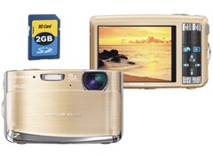 Câmera Digital FujiFilm Finepix Z80 14.2 Megapixels Dourada   Cartão SD de 2GB